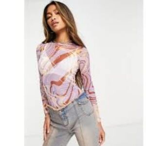 ASOS Design sheer long sleeve bodysuit